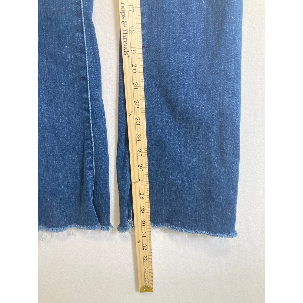 Boho Chic BCBGMAXAZRIA Womens 25 Blue High Rise Raw Hem Flare Jeans RMH2232107 - Picture 6 of 12